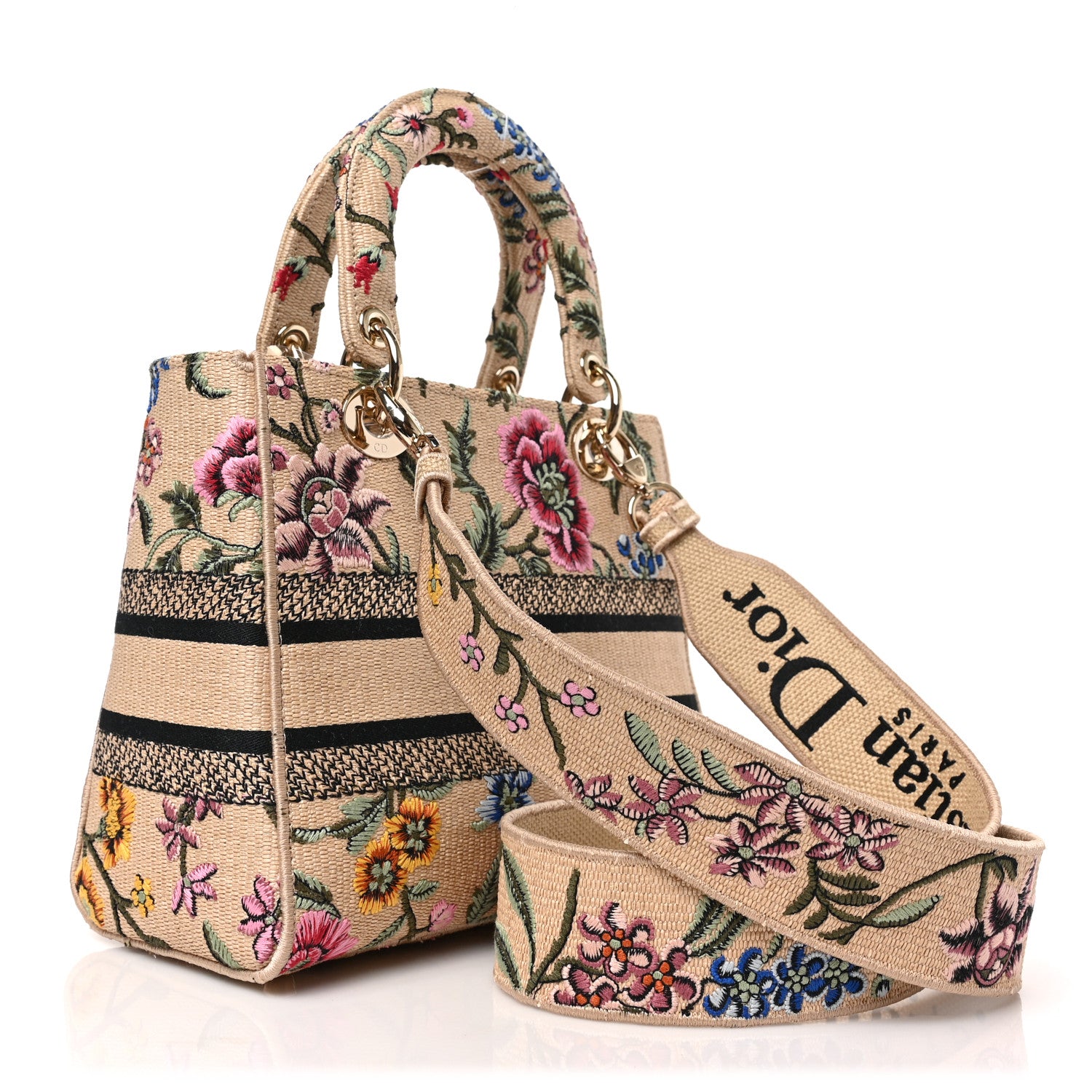 Christian Dior Canvas Embroidered Print Medium Lady D-Lite Multicolor 3 of 8