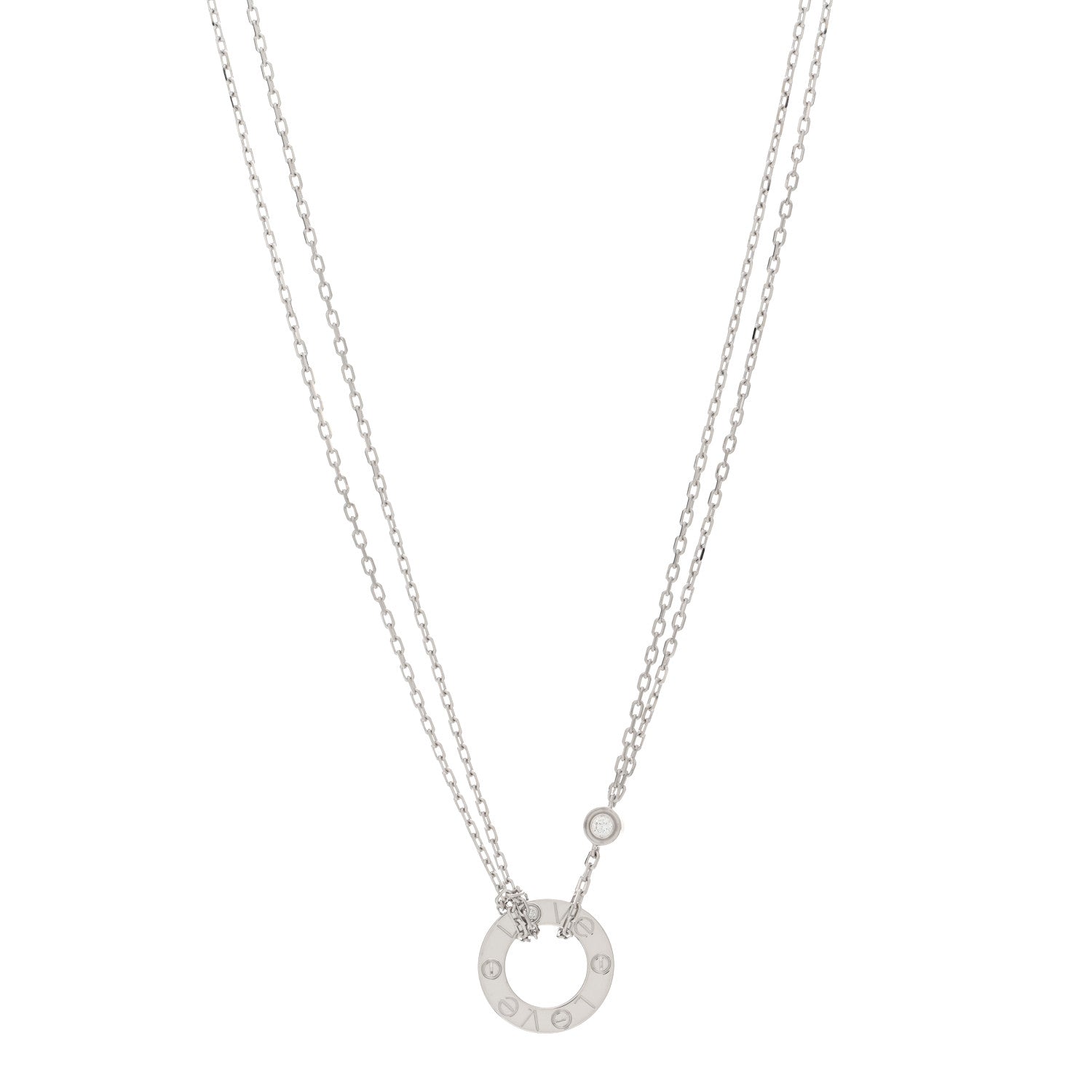 Cartier 18K White Gold 2 Diamond LOVE Necklace 1 of 5