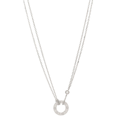 Cartier 18K White Gold 2 Diamond LOVE Necklace 1 of 5