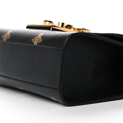 Gucci Grained Calfskin Bee Star Small Padlock Shoulder Bag Black 10 of 10