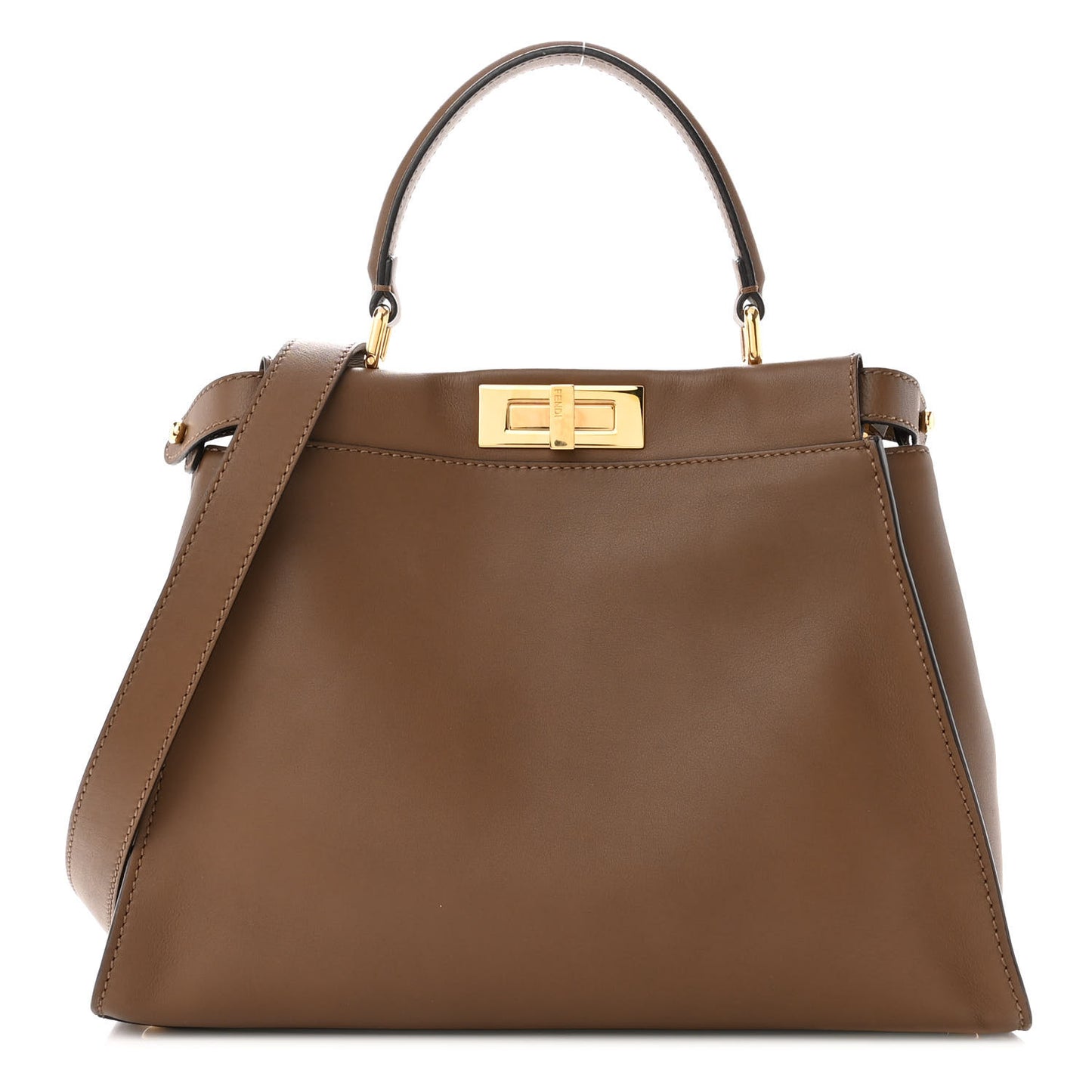 Vitello Seta Fabric Jacquard Pequin Medium Peekaboo Iconic Satchel Foresta Tobacco