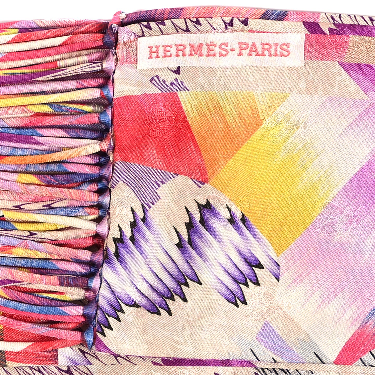 Silk Marble Fringed Muffler Rose Multicolor