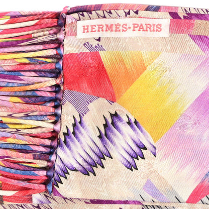 Hermes Silk Marble Fringed Muffler Rose Multicolor 3 of 4