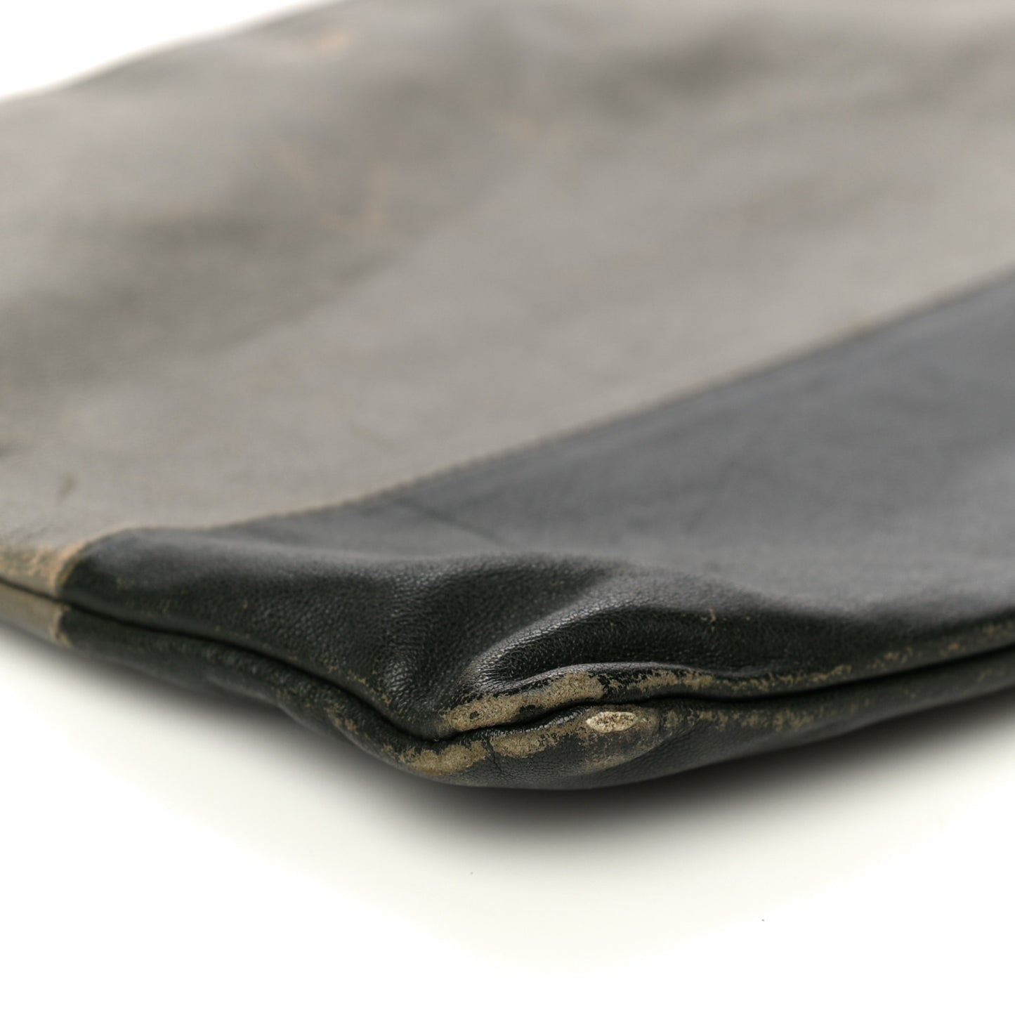 Smooth Lambskin Bi-Color Solo Clutch Pouch Army Green
