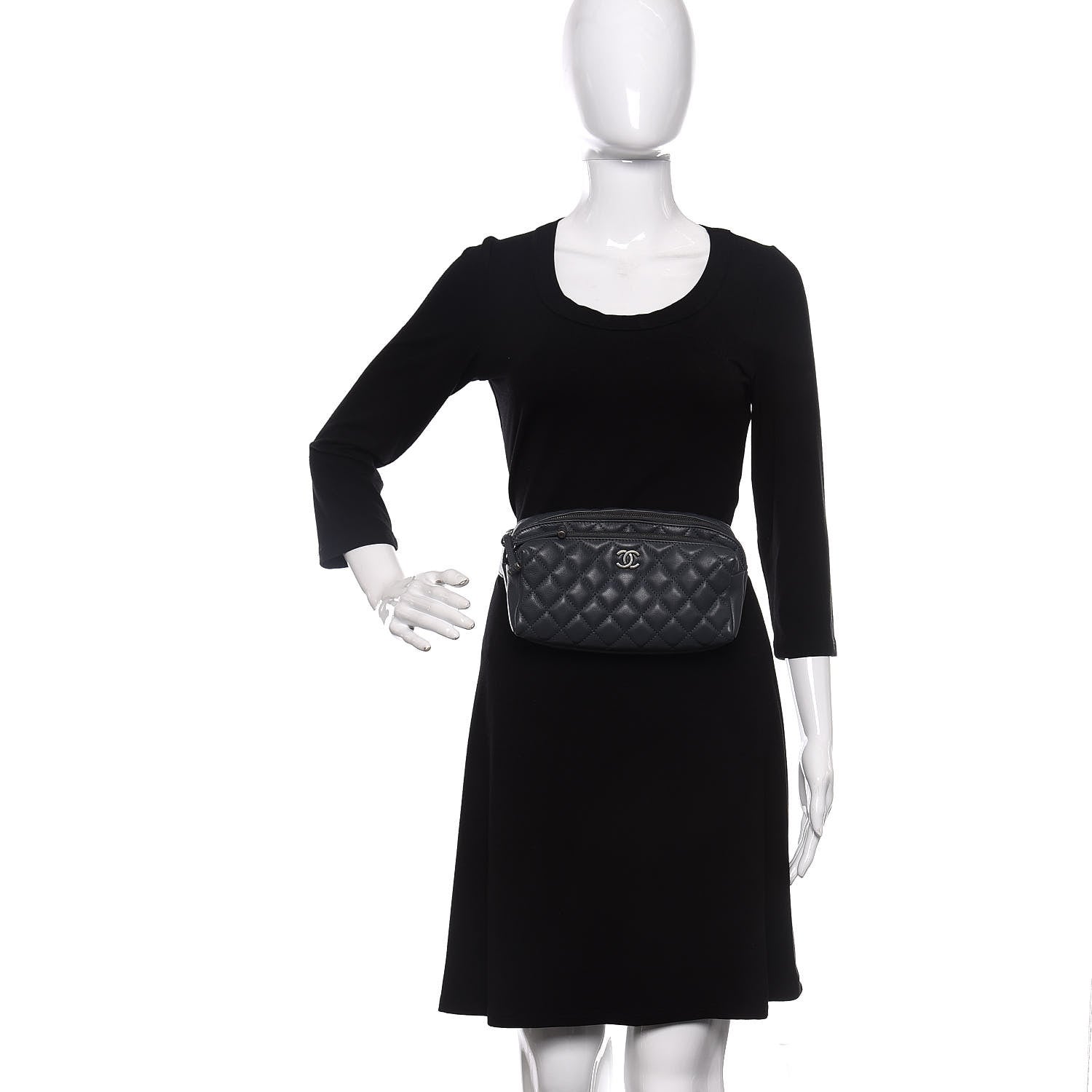 Chanel Calfskin Quilted Waist Bag Dark Grey 2 of 11