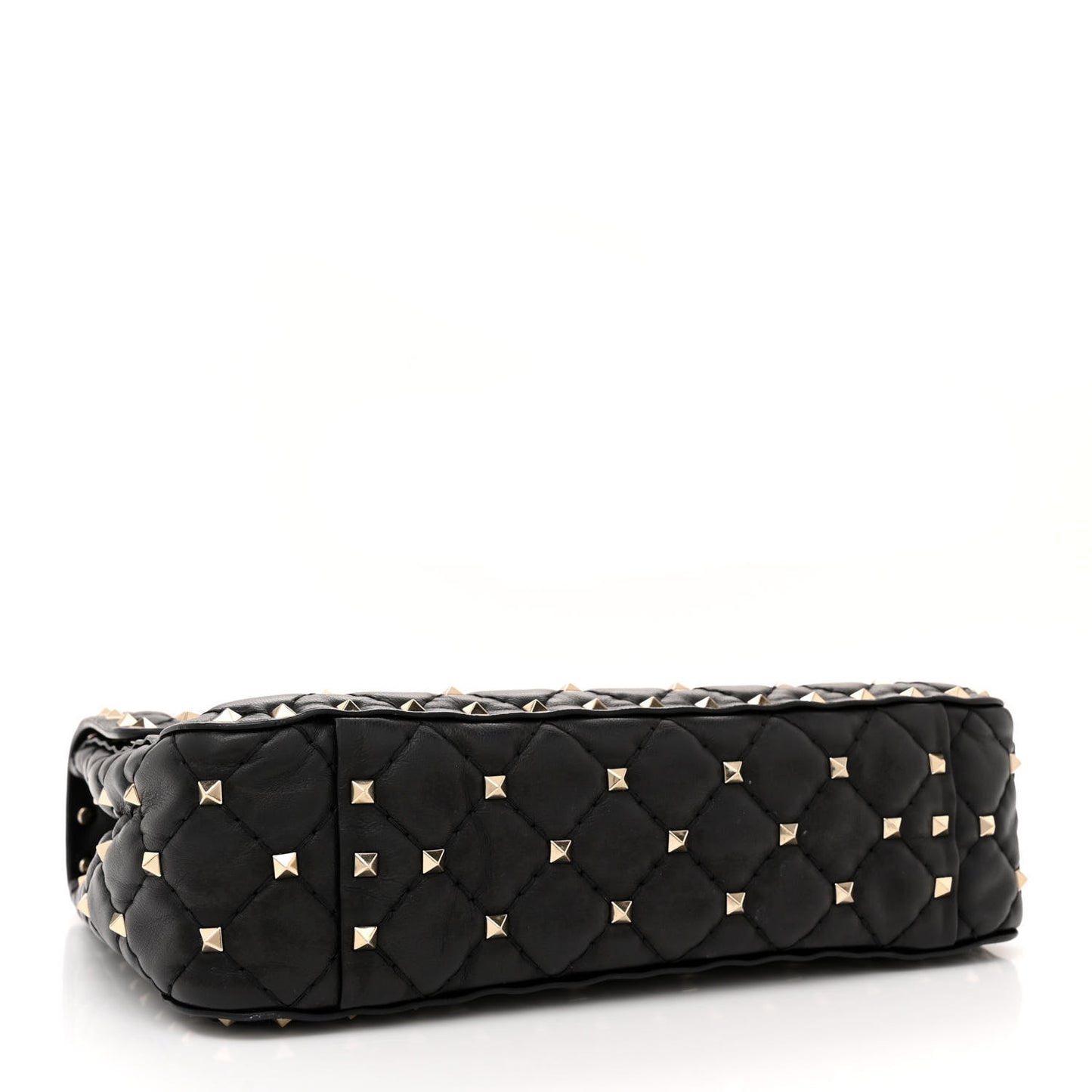 Lambskin VLTN Print Medium Rockstud Spike Shoulder Bag Black