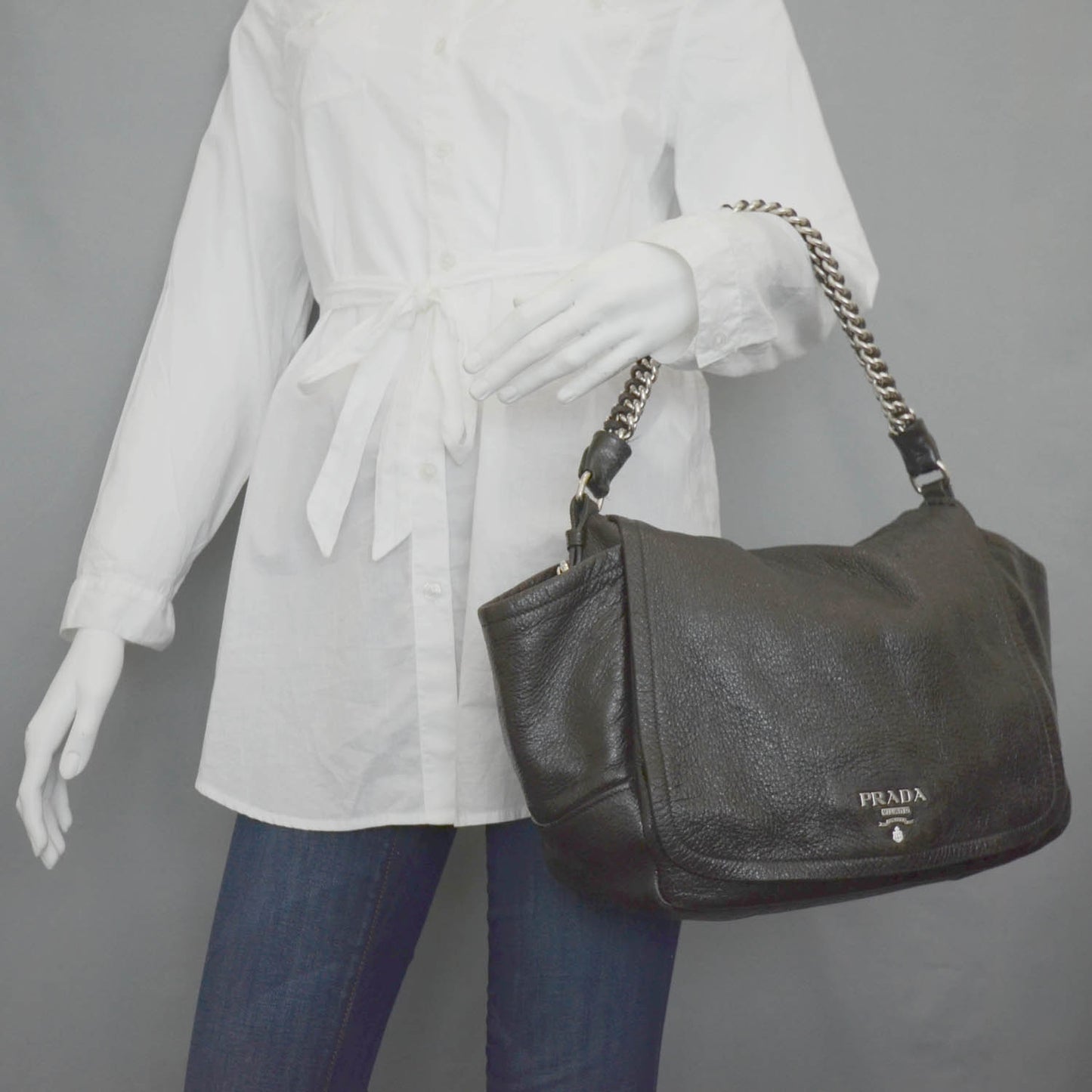 Cervo Lux Chain Flap Hobo Ebano