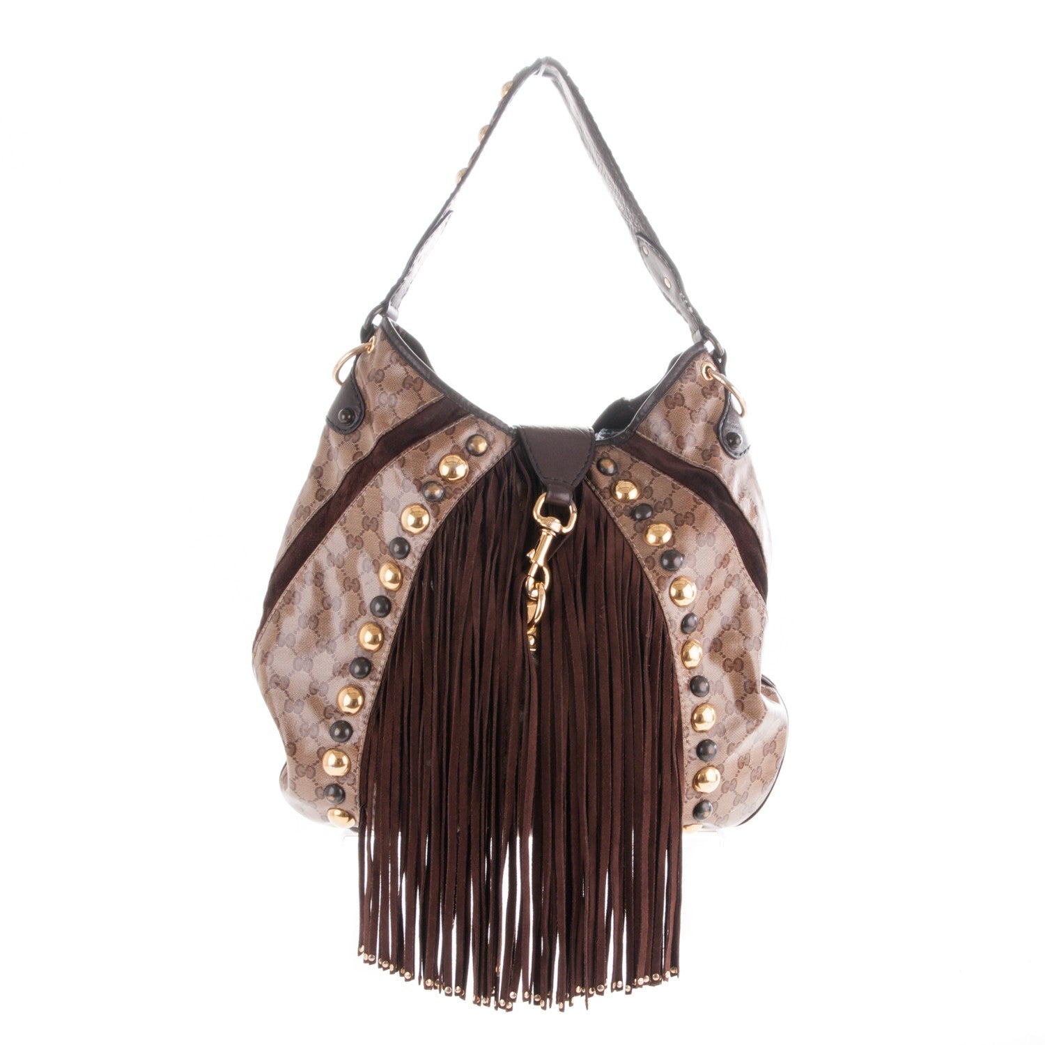 Gucci Crystal Monogram Fringe Babouska Hobo 1 of 7