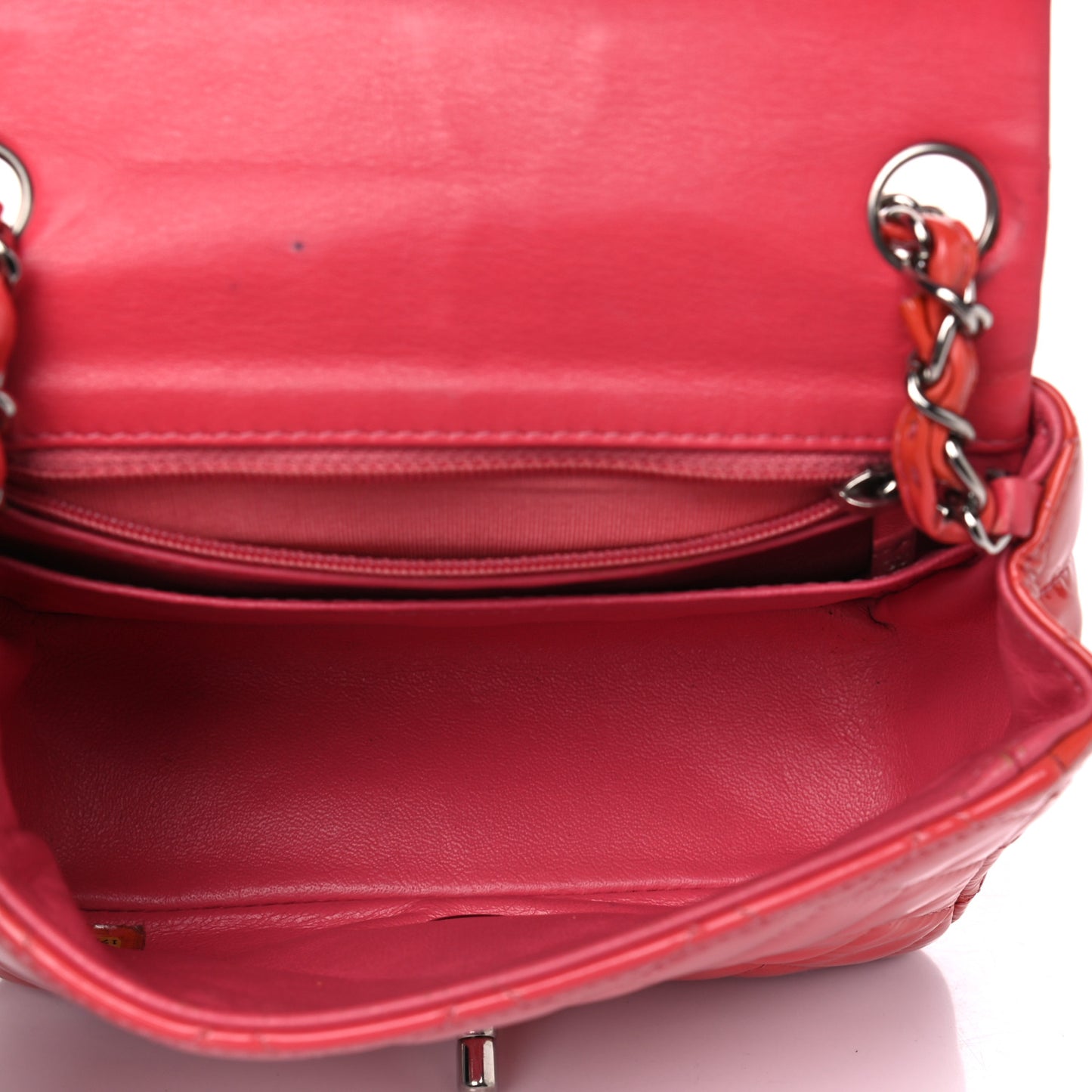 Patent Quilted Mini Square Flap Coral