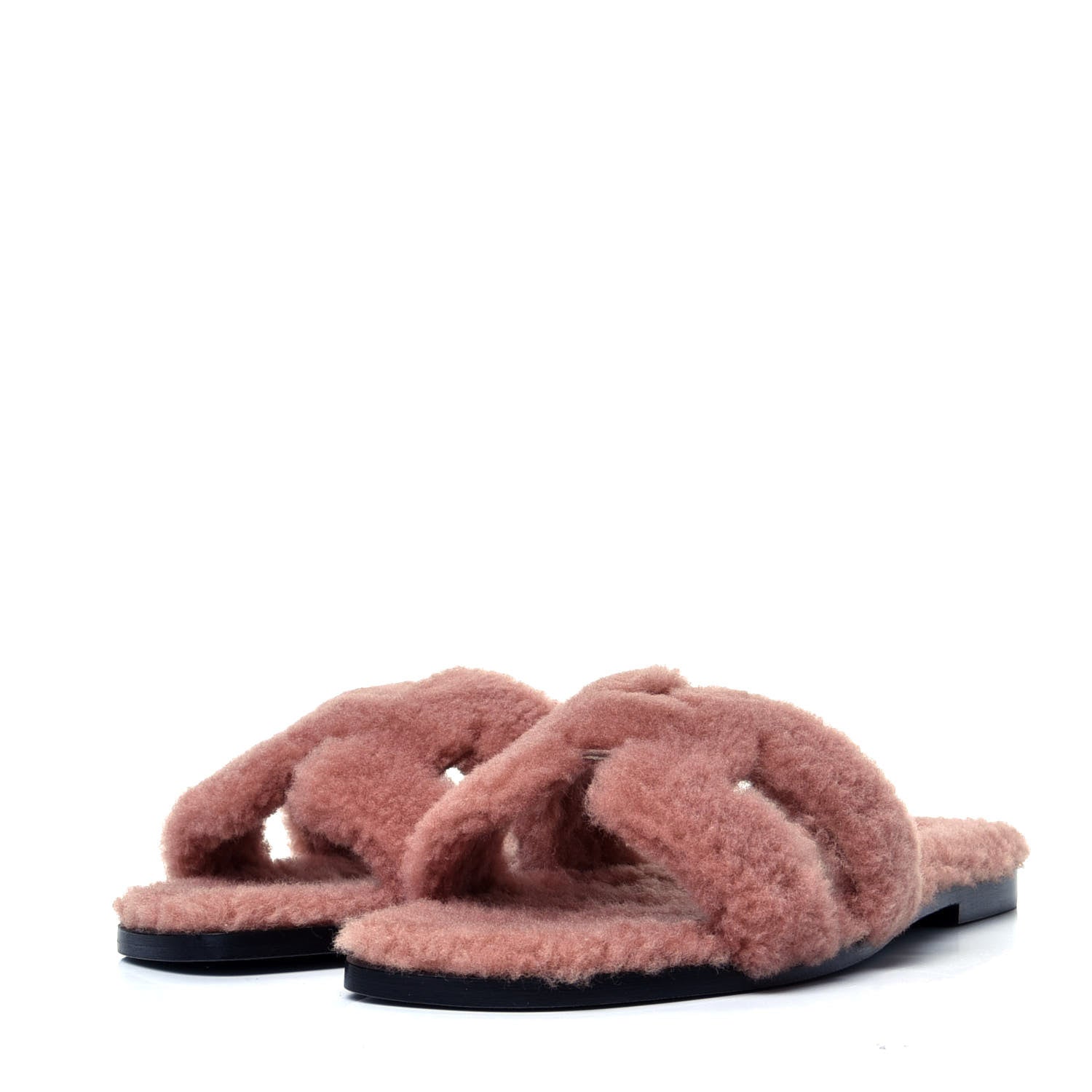 Hermes Woolskin Oran Sandals 36.5 Rose Aube 3 of 5