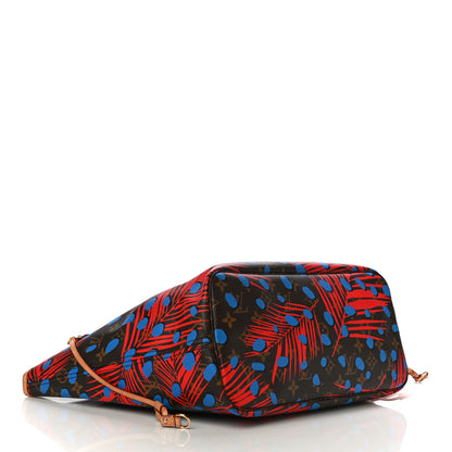 Louis Vuitton Monogram Jungle Dots Neo Neverfull MM Coquelicot Denim 4 of 15
