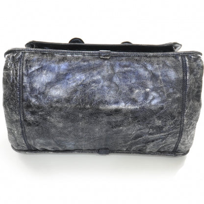 Chloe Leather Large Bay Tote Metallic Navy 4 of 10