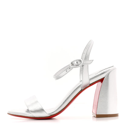 Christian Louboutin Nappa Laminata Miss Jane 85 Sandal Pumps 36.5 Silver 1 of 8