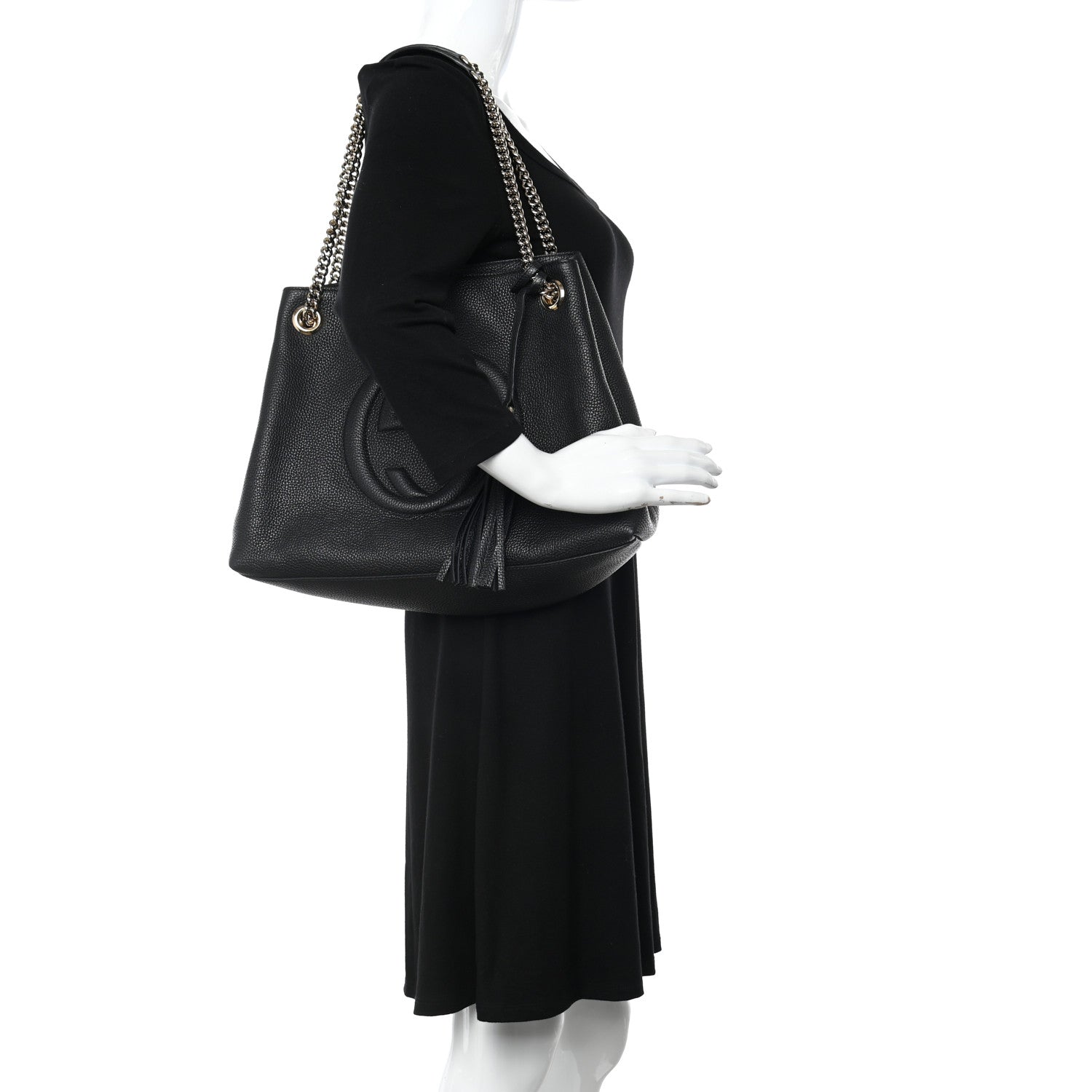 Gucci Pebbled Calfskin Medium Soho Chain Shoulder Bag Black 2 of 10