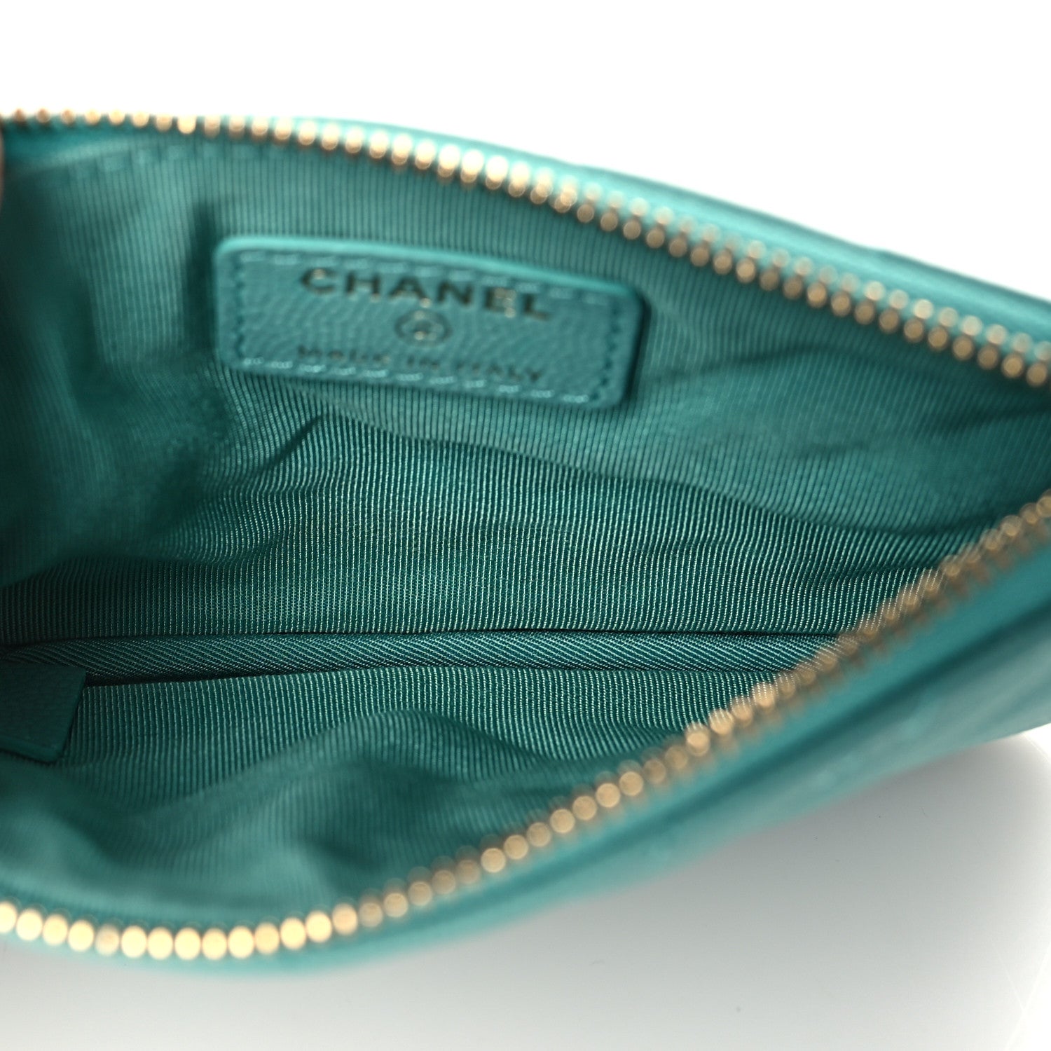 Chanel Caviar Chevron Quilted Small Cosmetic Case Green 5 of 8