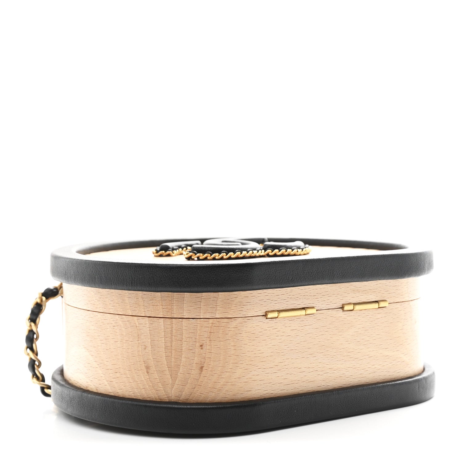 Chanel Beech Wood Lambskin Round CC Vanity Case Black 4 of 11