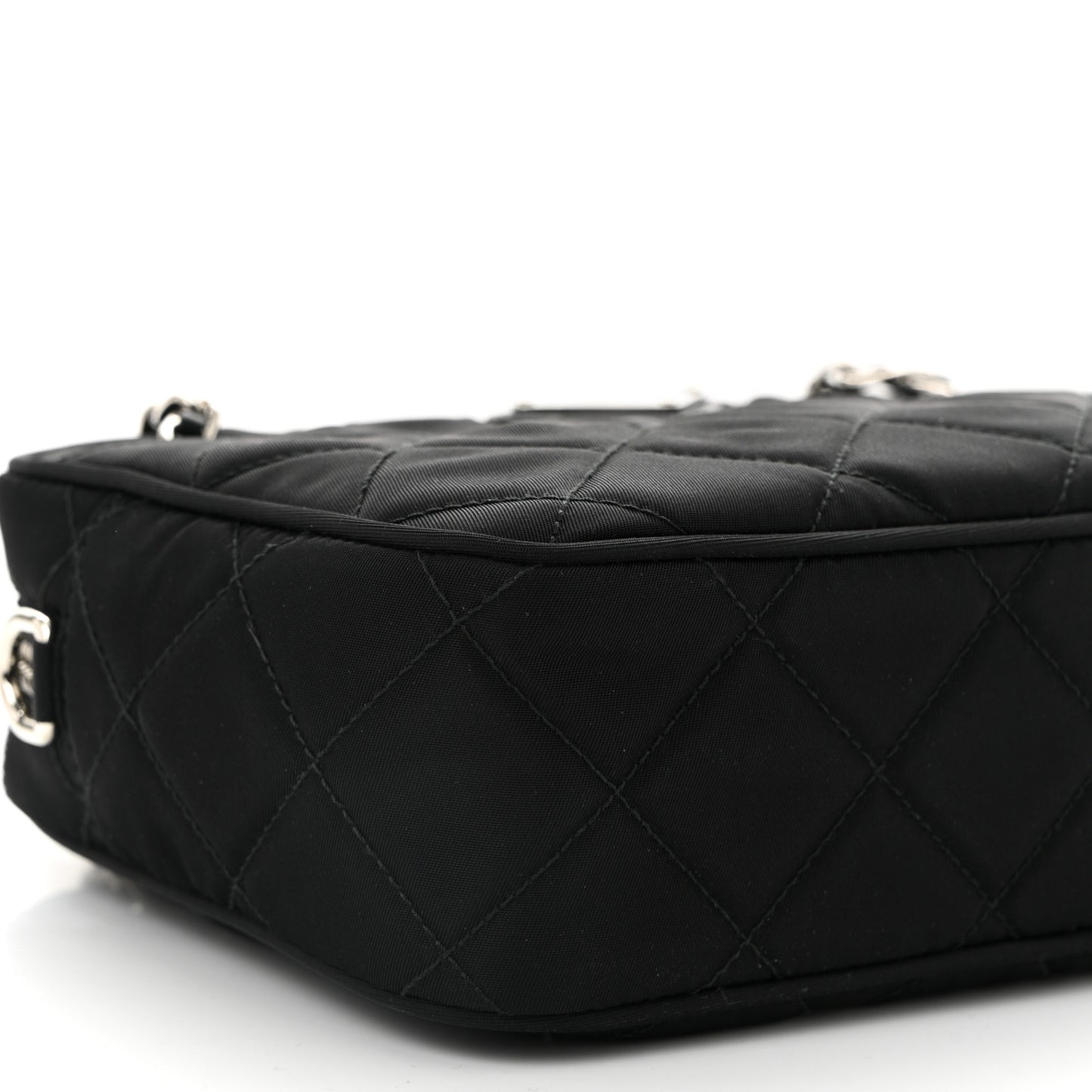 Nylon Tessuto Impuntu Quilted Bandoliera Crossbody Bag Black