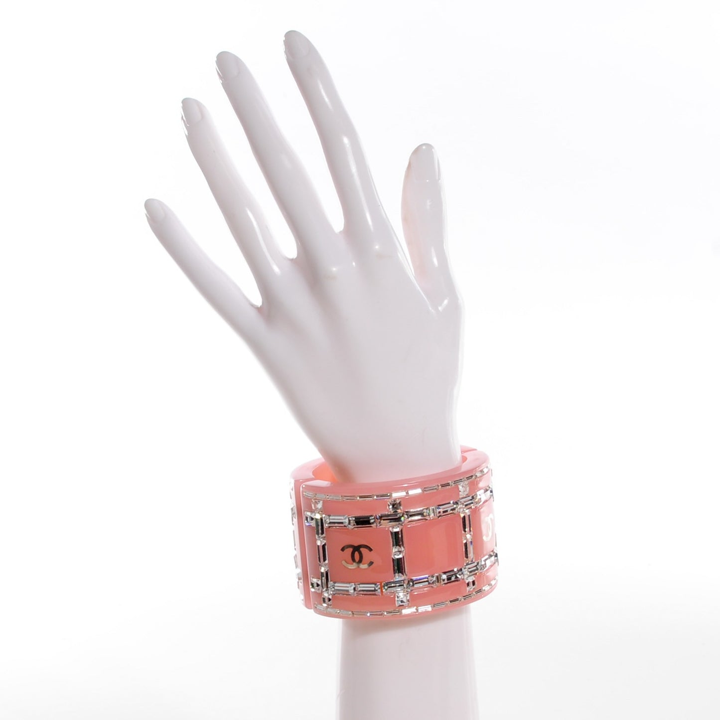 Resin Crystal Baguette Geometric CC Cuff Pink