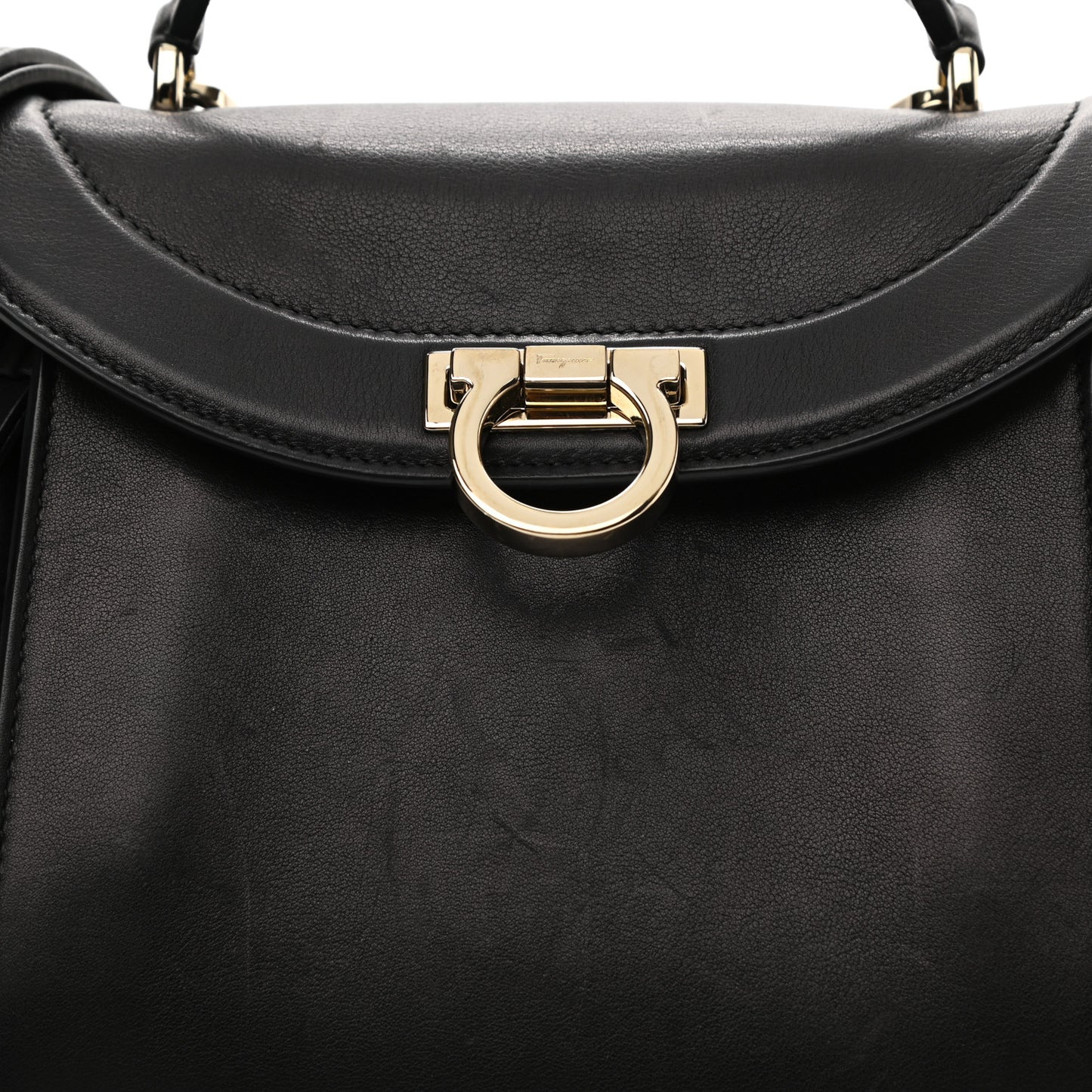 Calfskin Sofia Rainbow Top Handle Bag Black