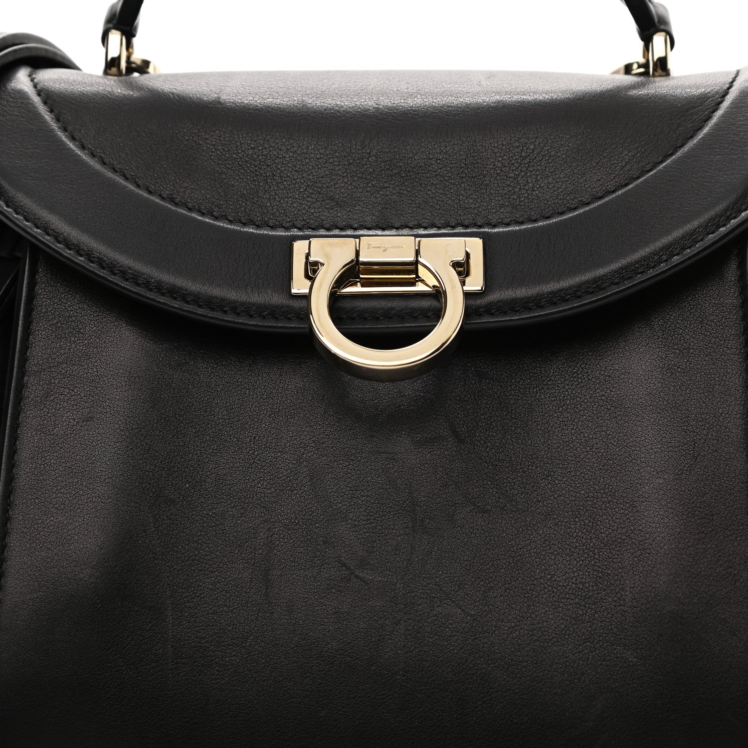 Salvatore Ferragamo Calfskin Sofia Rainbow Top Handle Bag Black 7 of 11