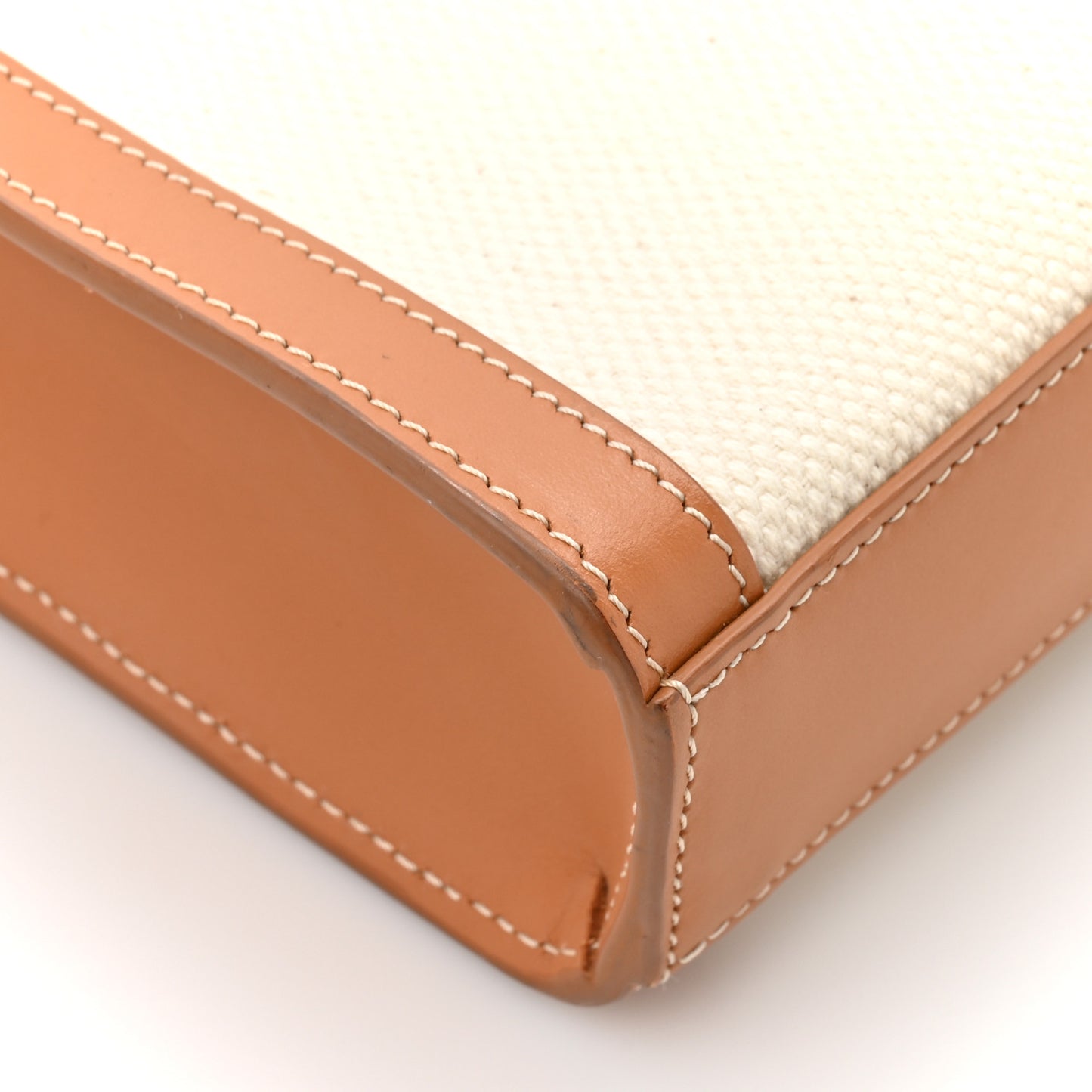 Canvas Calfskin Mini Vertical Cabas Natural Tan