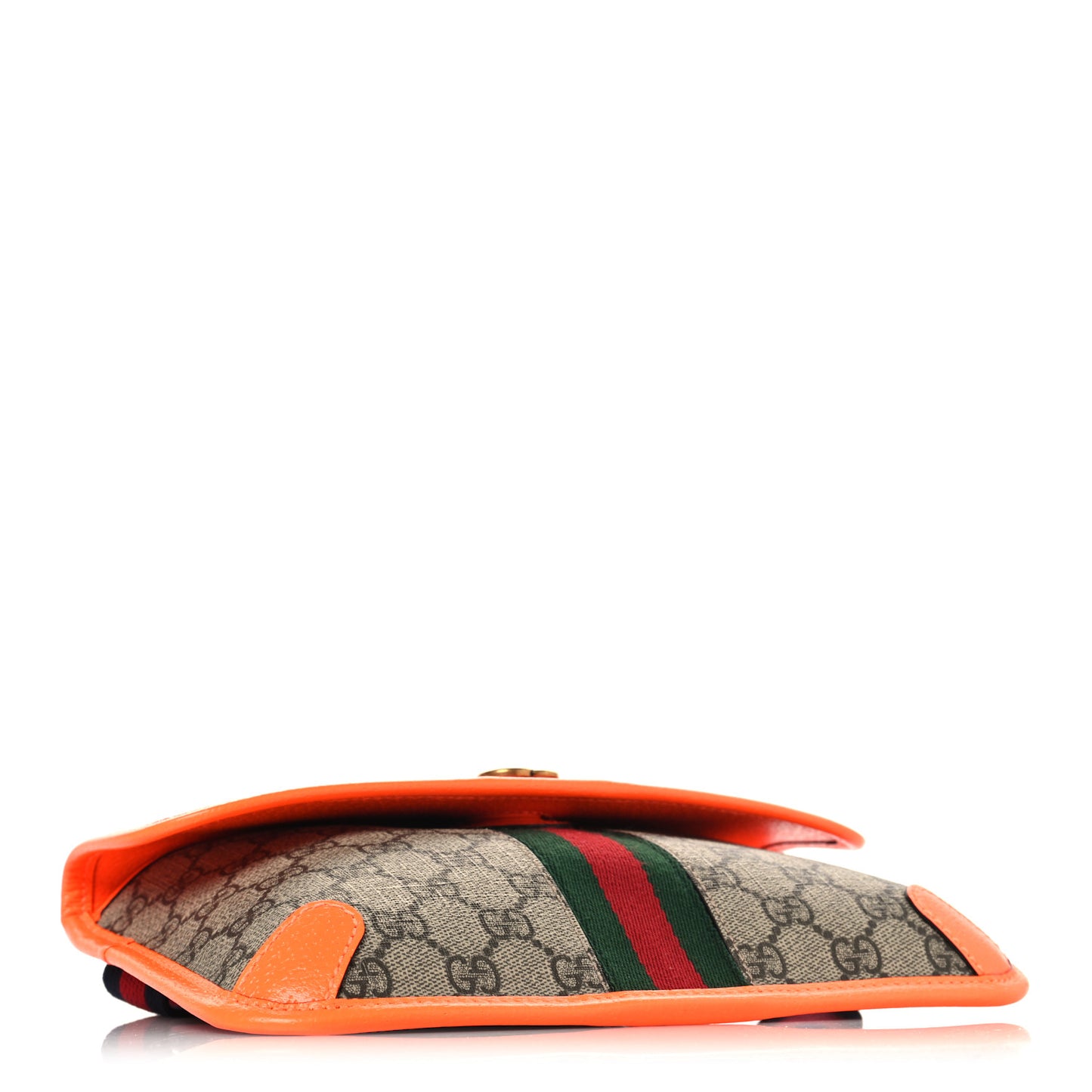 GG Supreme Monogram Web Small Ophidia Belt Bag Beige Ebony Orange Fluo