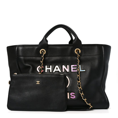 Chanel Calfskin Medium Deauville Tote Black Multicolor 2 of 10