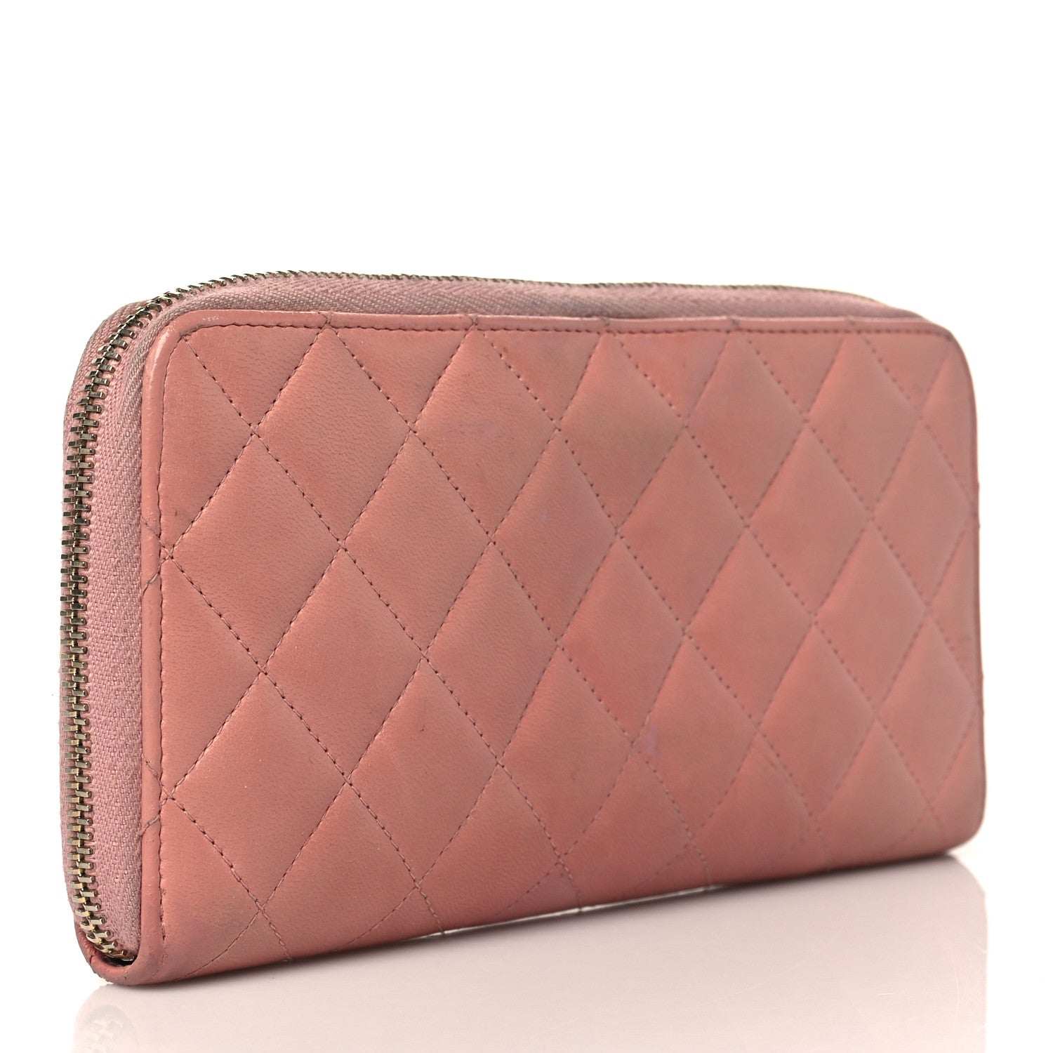 Chanel Lambskin Quilted Large Gusset Zip Around Wallet Light Pink 3 of 10