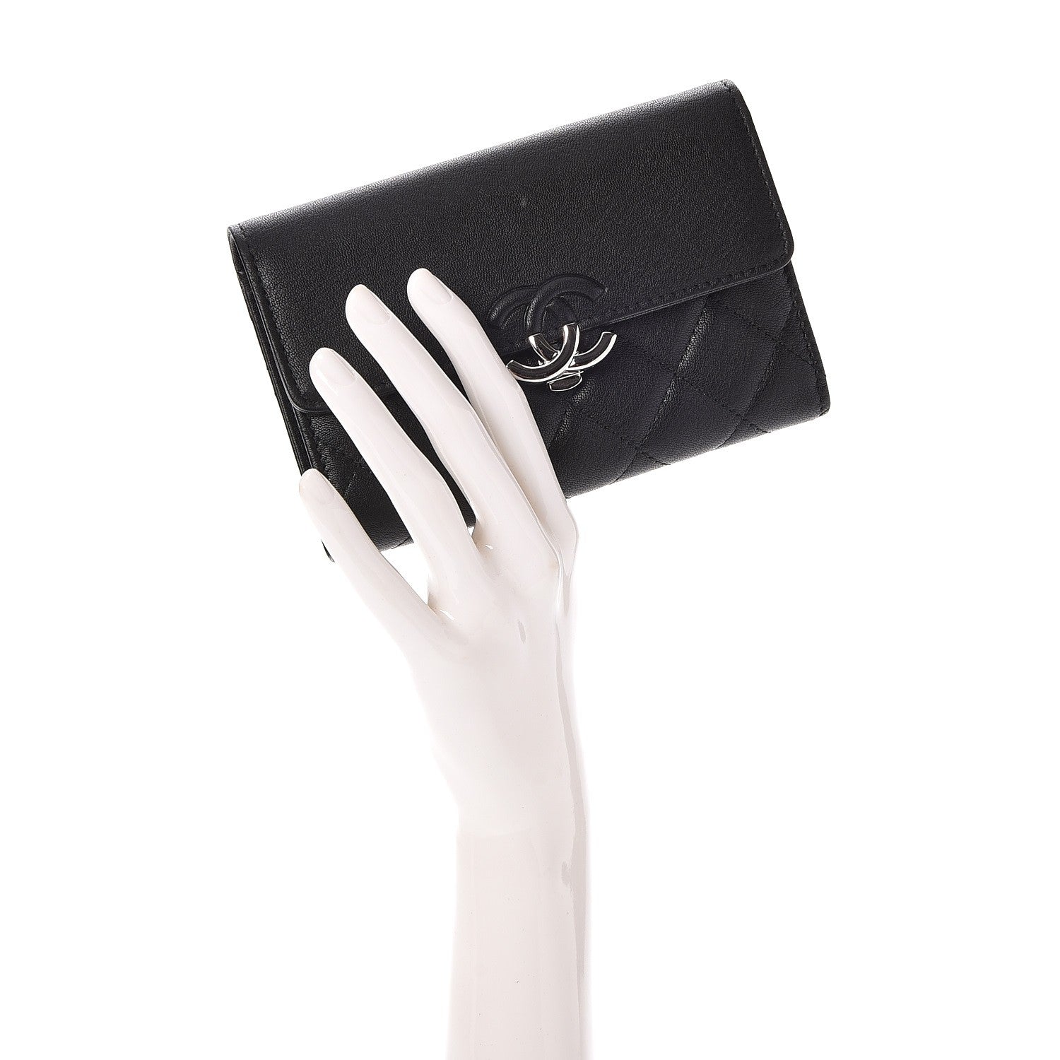Chanel Lambskin Quilted Small Flap Wallet Black 2 of 9