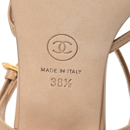 Chanel Lambskin Crystal CC Sandals 38.5 Beige 7 of 9