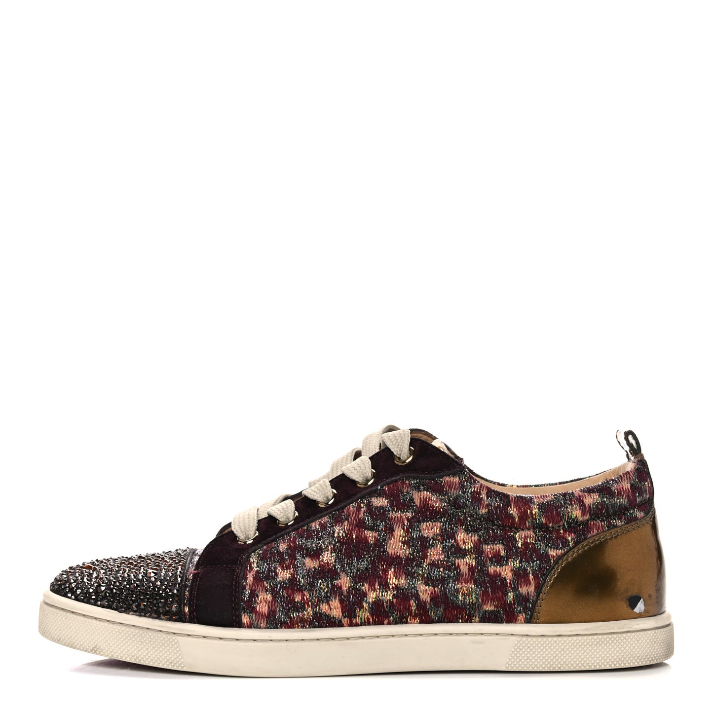 Crystal Metallic Suede Peacock Woven Lurex Gondolastrass Sneakers 36.5 Burgundy
