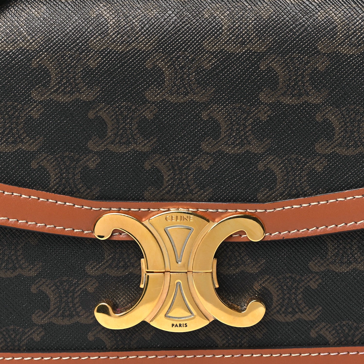 Celine Calfskin Triomphe Canvas Teen Triomphe Bag Tan 8 of 10