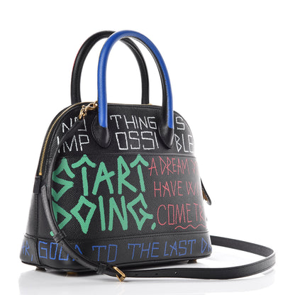 Balenciaga Signature Grained Calfskin Graffiti S Ville Top Handle Bag Black Multicolor 3 of 10