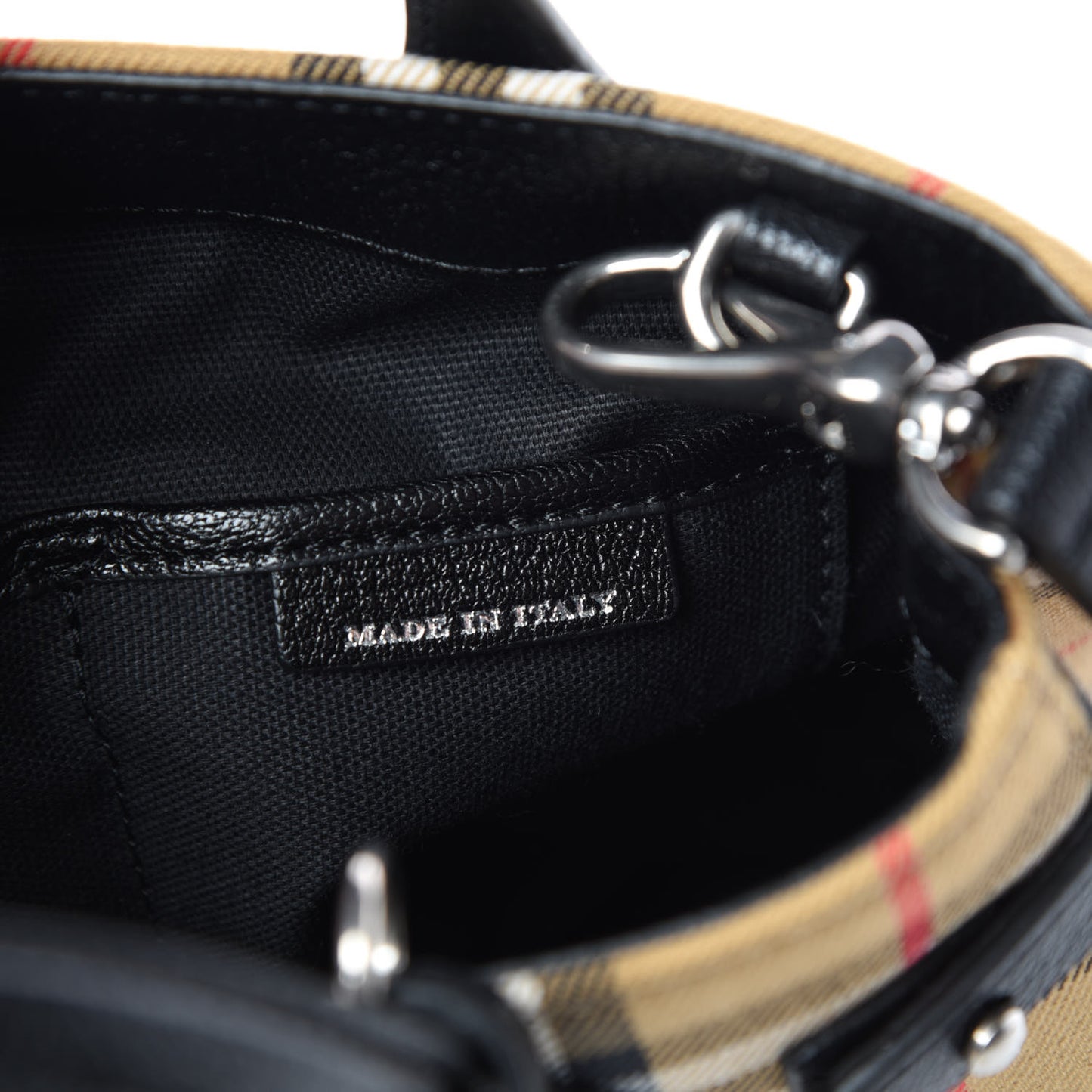 Goatskin Vintage Check Baby Banner Tote Black