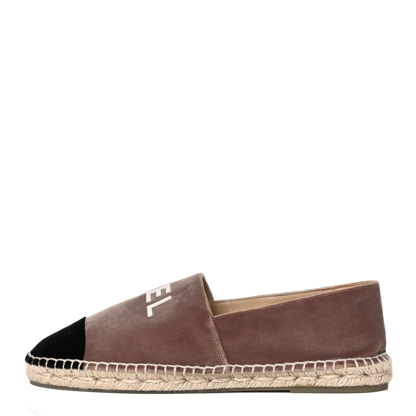 Velvet Logo Espadrilles 41 Beige Black