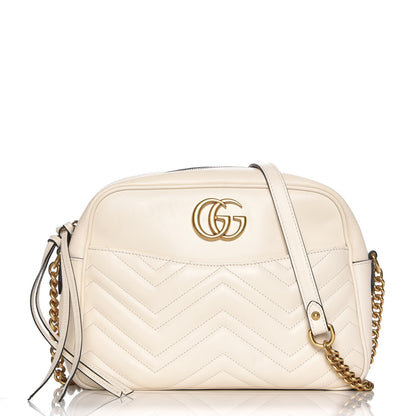 Gucci Calfskin Matelasse Medium GG Marmont Chain Shoulder Bag Mystic White 1 of 11