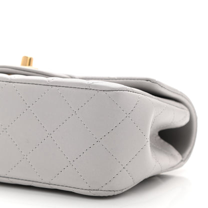 Chanel Lambskin Quilted Mini Top Handle Rectangular Flap Grey 10 of 12