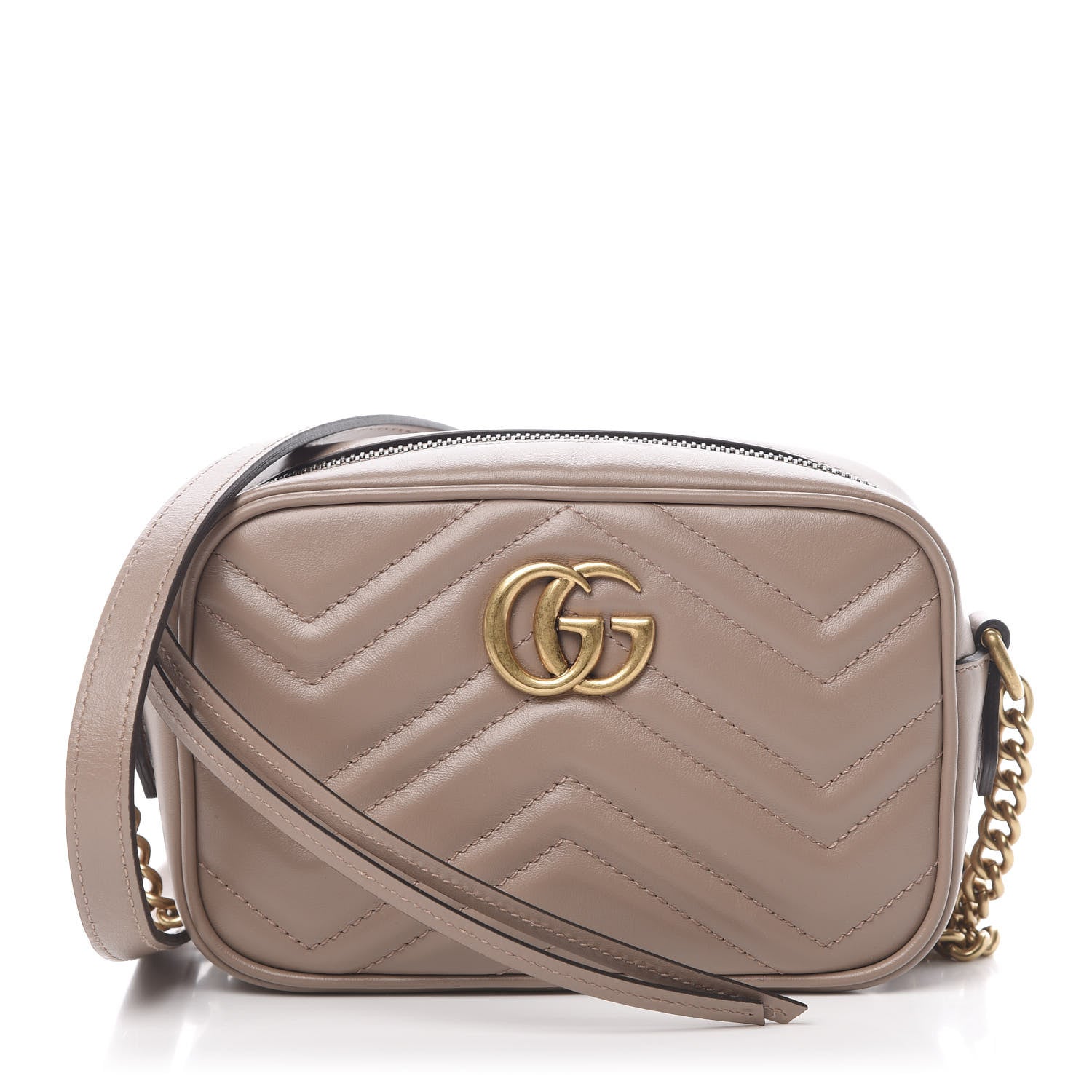 Gucci Calfskin Matelasse Mini GG Marmont Chain Shoulder Bag Porcelain Rose 1 of 15