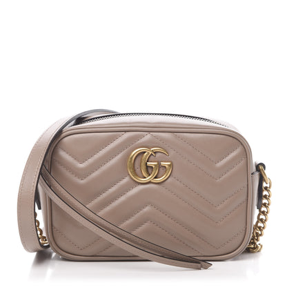 Gucci Calfskin Matelasse Mini GG Marmont Chain Shoulder Bag Porcelain Rose 1 of 15