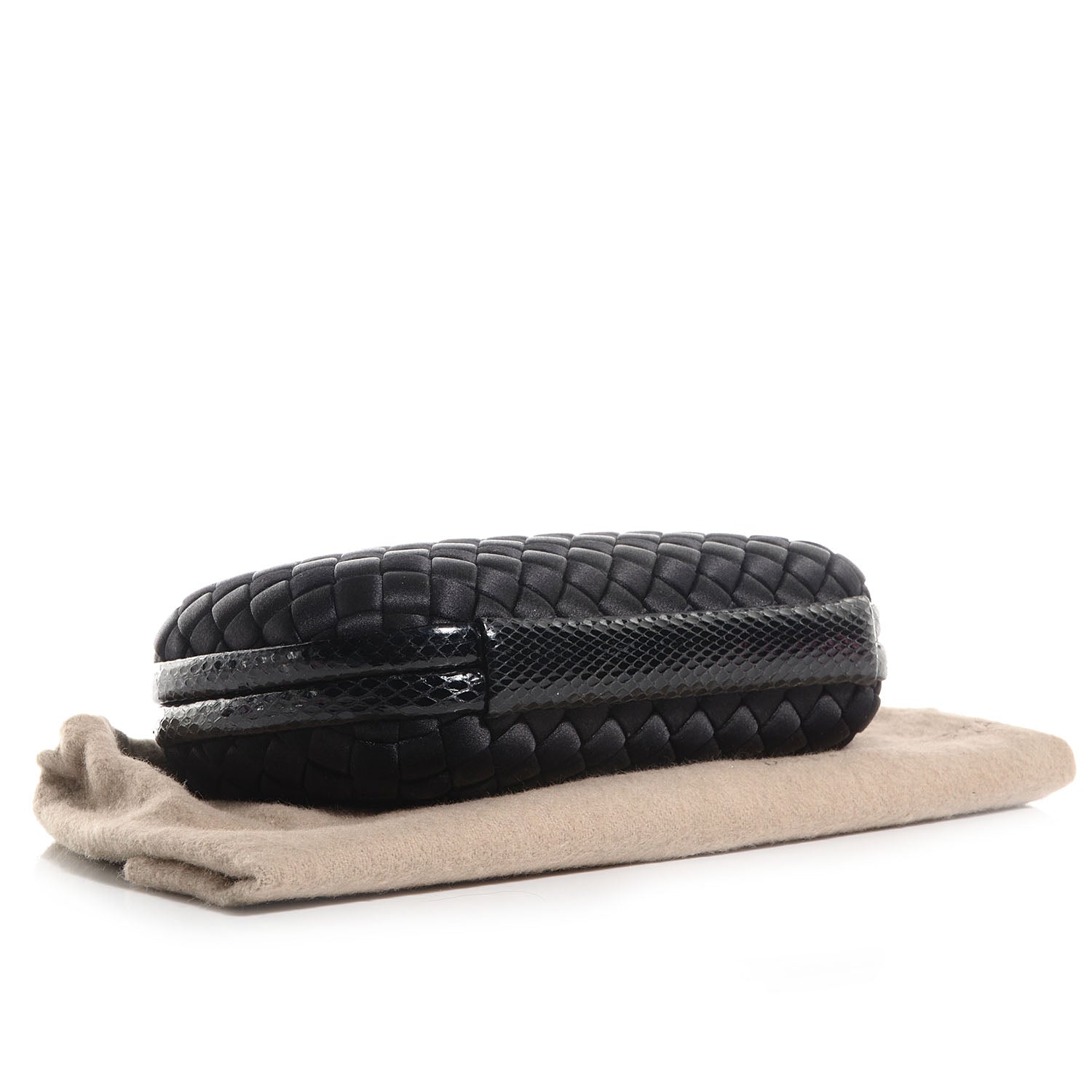 Bottega Veneta Satin Intreccio Impero Ayers Knot Clutch Black 4 of 7