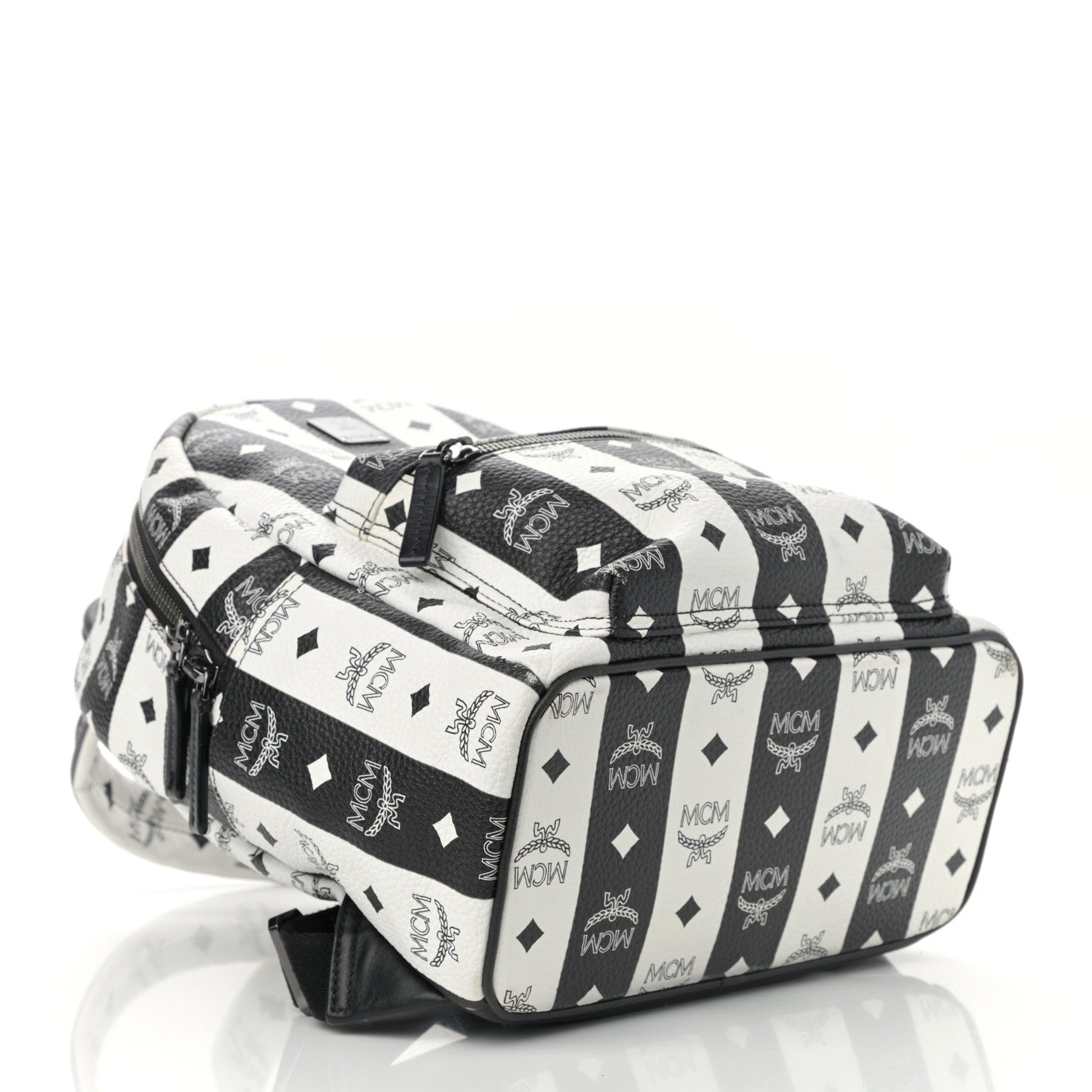 MCM Striped Visetos Small Stark Backpack Black White 3 of 11