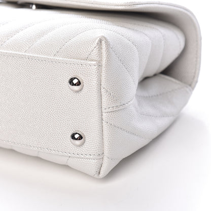 Chanel Iridescent Caviar Chevron Quilted Mini Coco Handle Flap White 6 of 11