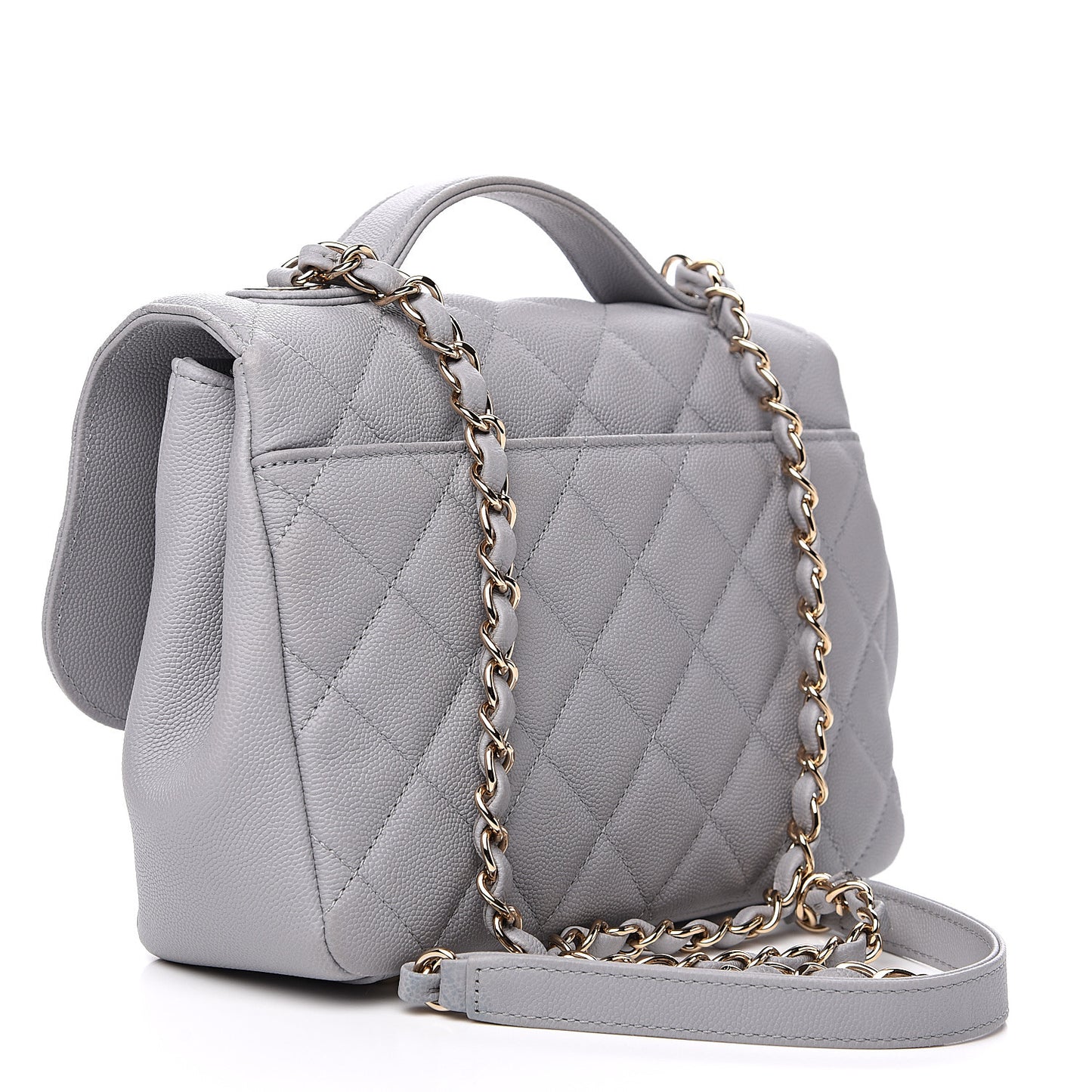 Caviar Quilted Medium Business Affinity Flap Grey