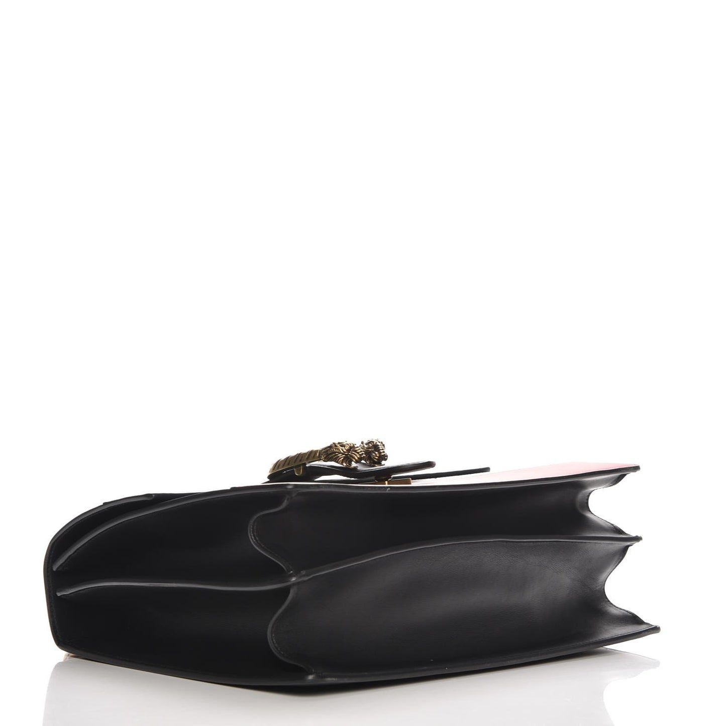 Calfskin Bamboo Web Large Dionysus Top Handle Bag Black Bright Evergreen Hibiscus Red
