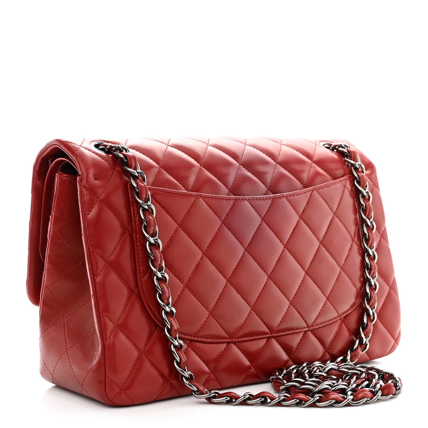 Lambskin Quilted Jumbo Double Flap Red