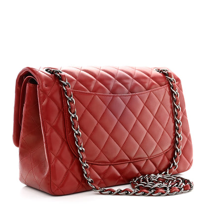 Chanel Lambskin Quilted Jumbo Double Flap Red 3 of 13