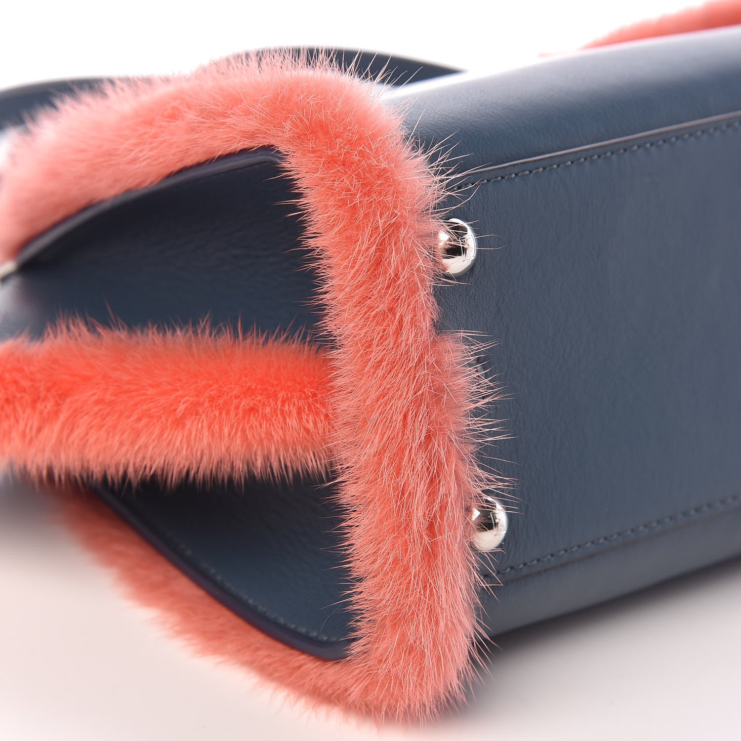 Fendi Vitello Dolce Mink Fur Mini Mini 3jours Tote Blue 8 of 11
