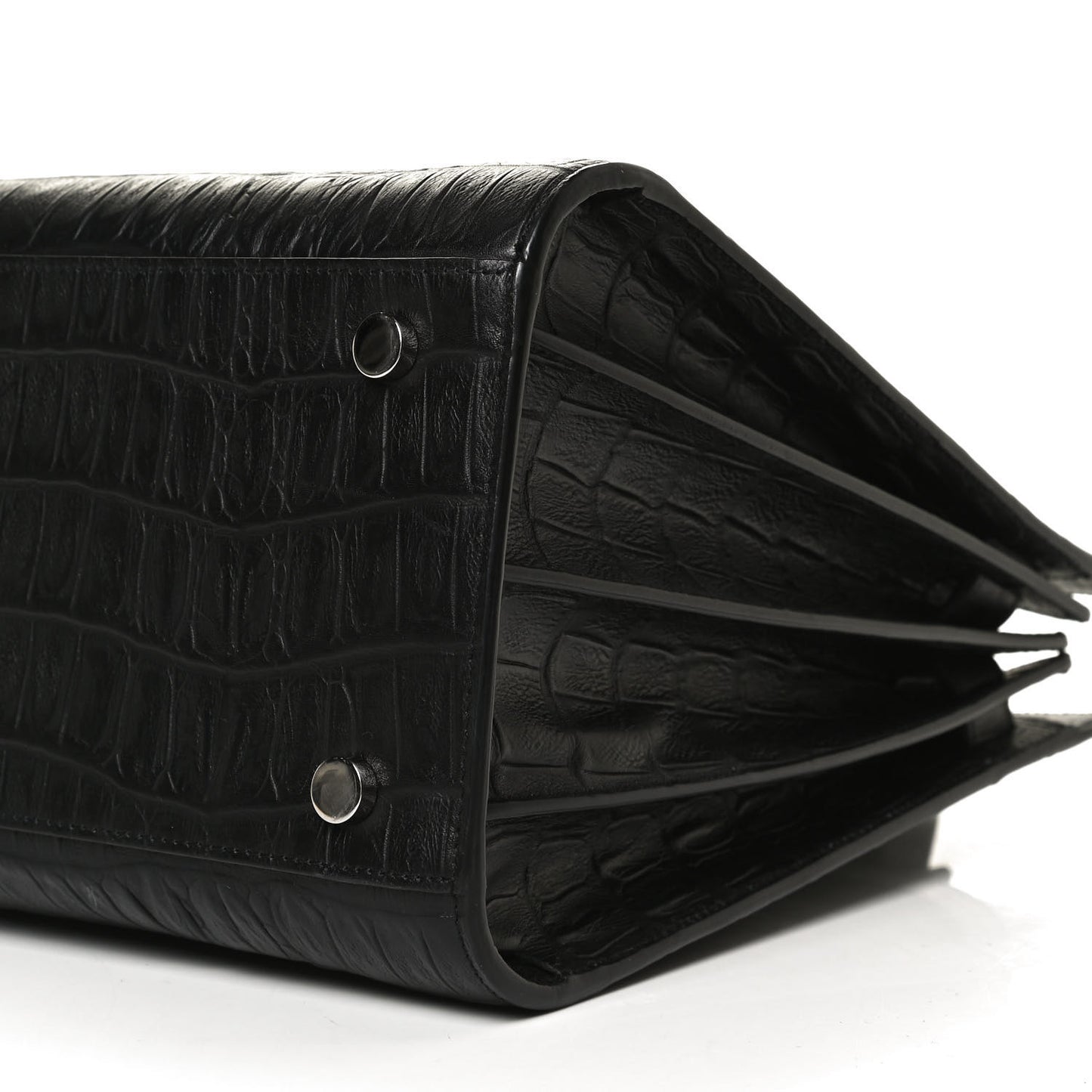 Calfskin Crocodile Embossed Small Sac de Jour Black