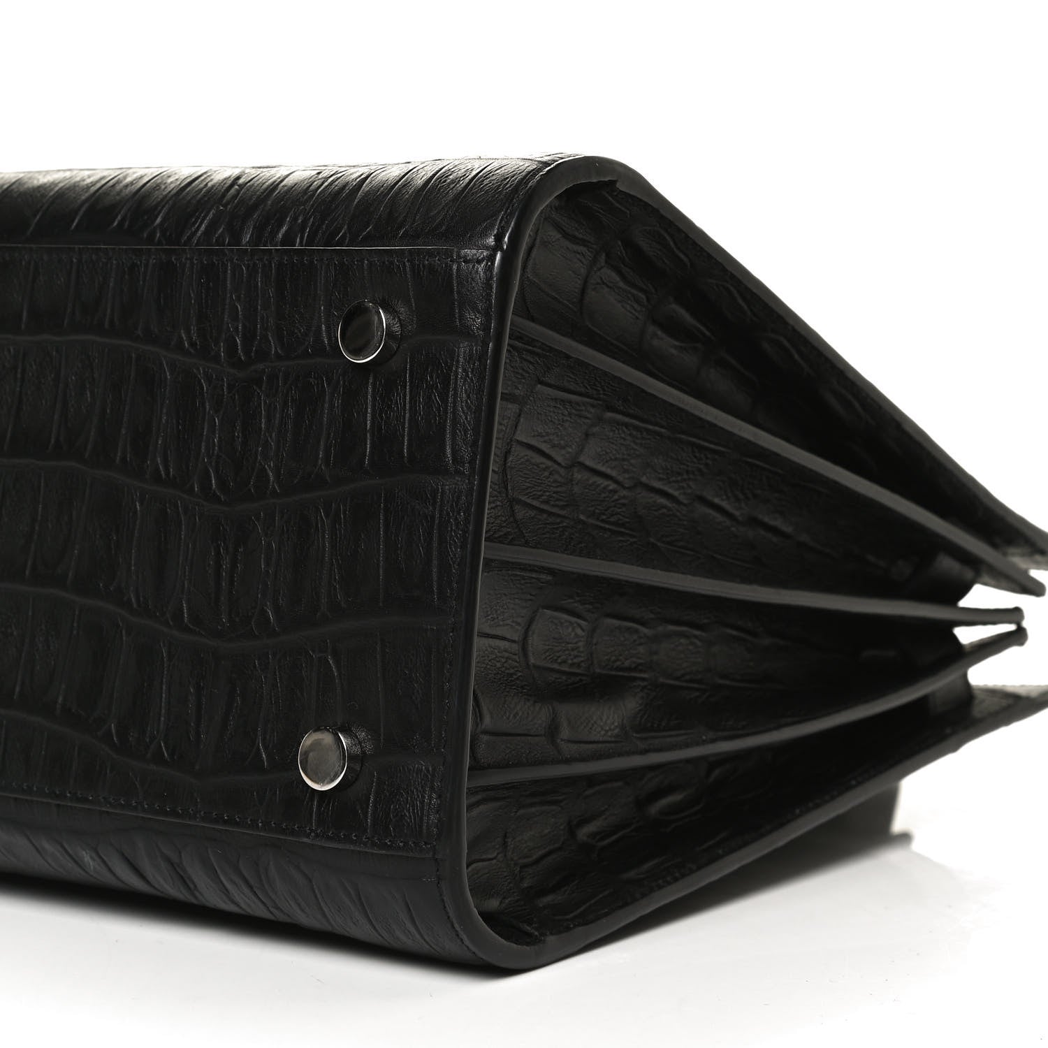 Saint Laurent Calfskin Crocodile Embossed Small Sac de Jour Black 11 of 11