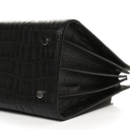 Saint Laurent Calfskin Crocodile Embossed Small Sac de Jour Black 11 of 11